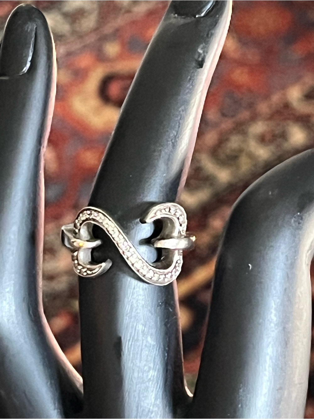 Jane Seymour JWBR Sterling Silver 925 Diamond Double Open Heart Ring